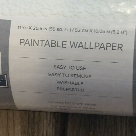 3 -Scott Living Series Textured and Paintable Design Large Wallpaper Roll Vinyl - Picture 3 of 11